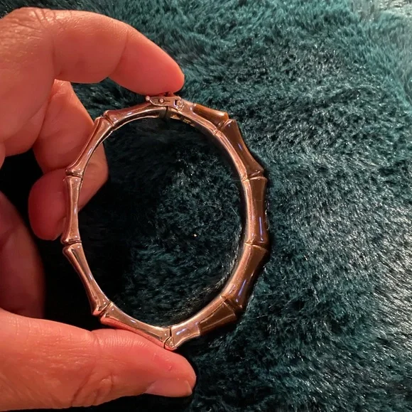 Sterling Silver and Tigereye Bamboo motif bangle bracelet - Picture 5 of 8